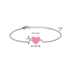 Armband Herz rosa Emaille 13 + 2 cm Silber rhodiniert