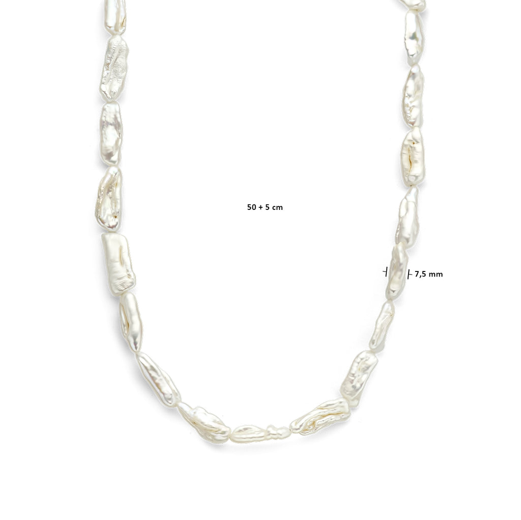 Barockperlenkette 7,5 mm Silber rhodiniert