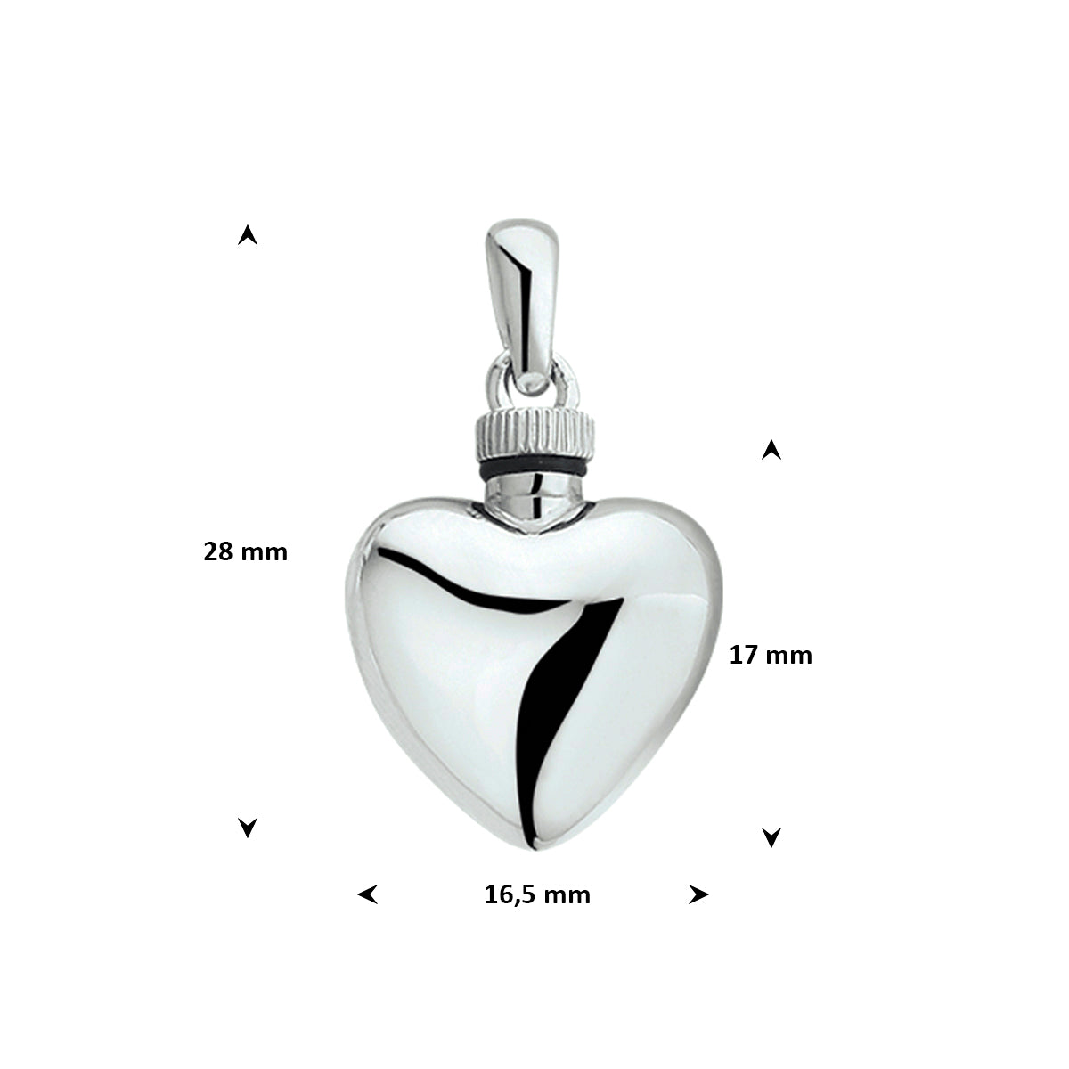 urnhanger hart 17 mm zilver gerhodineerd