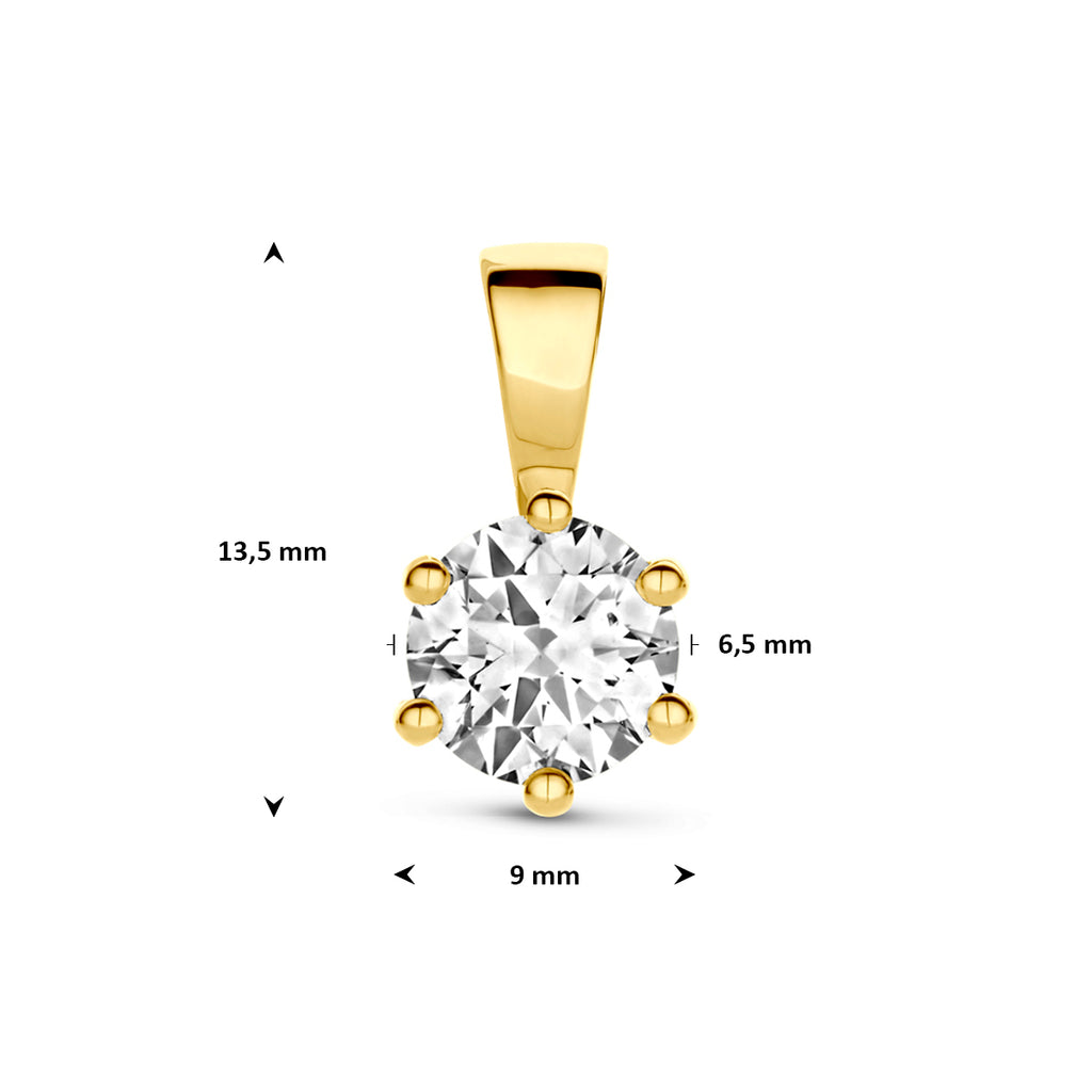 Anhänger Zirkonia 13,5 mm 14K Gelbgold