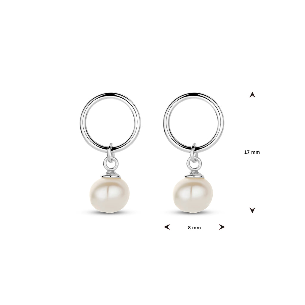 Ohrhänger Perle 17 mm rhodiniert Silber