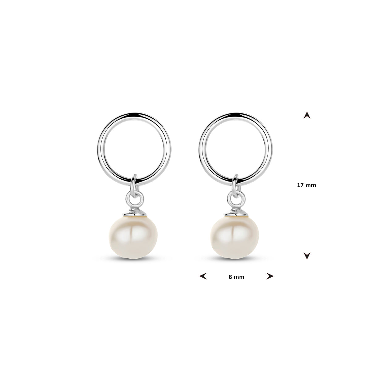 Ohrhänger Perle 17 mm rhodiniert Silber