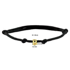 Armband Satin schwarz Buchstabe 13 - 26 cm 14K Gold mit Gummi/Nylon/Leder