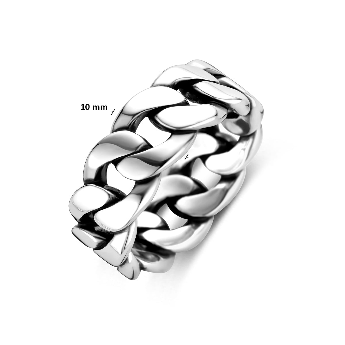 Ring Kettenglied oxidiertes Silber