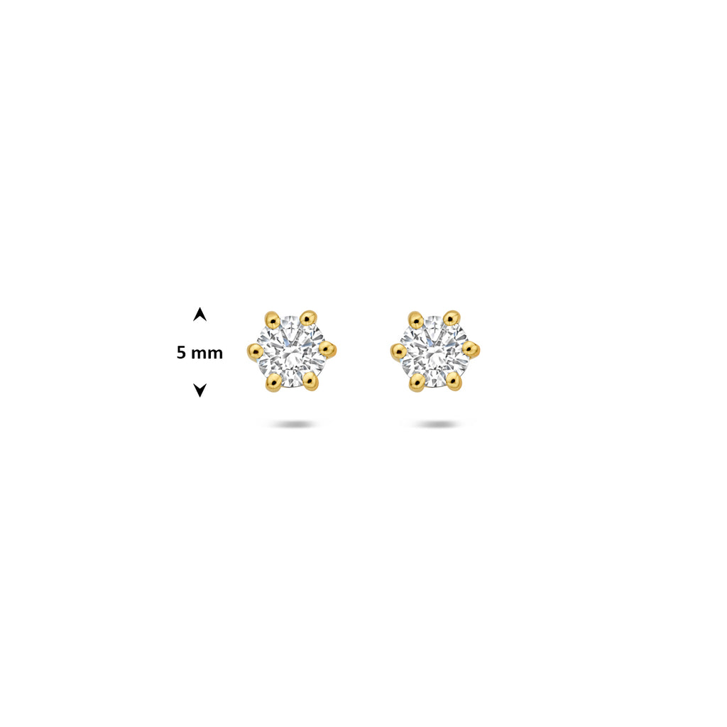 oorknoppen lab grown diamant 0.50ct (2x 0.25ct) g vs 5 mm 14K geelgoud