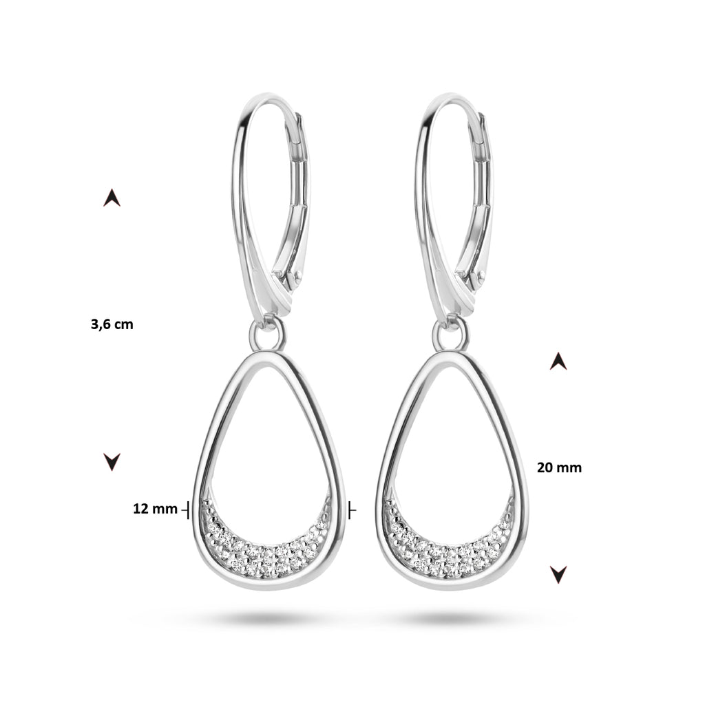 oorhangers druppel zirkonia brisur haak zilver gerhodineerd