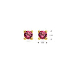 oorknoppen roze rhodoliet 14K geelgoud