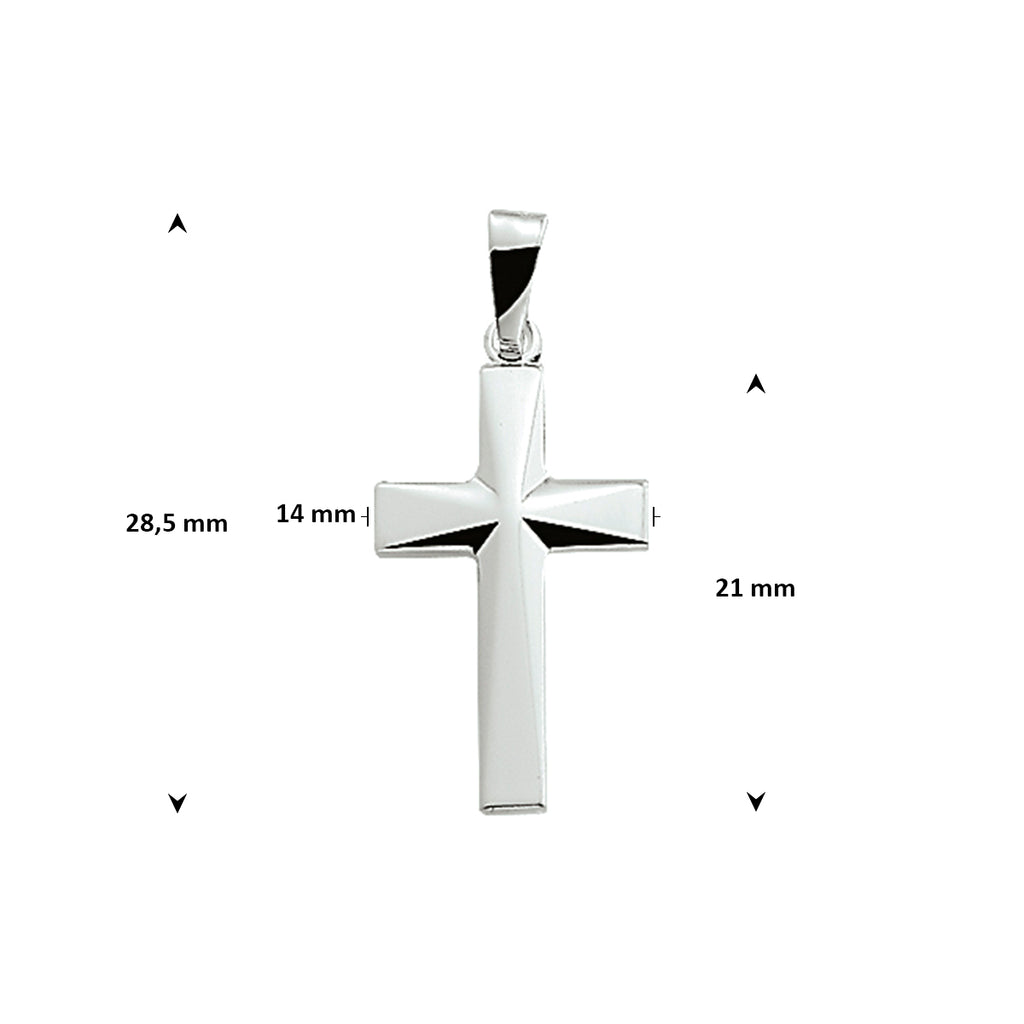 hanger kruis 21 mm zilver wit