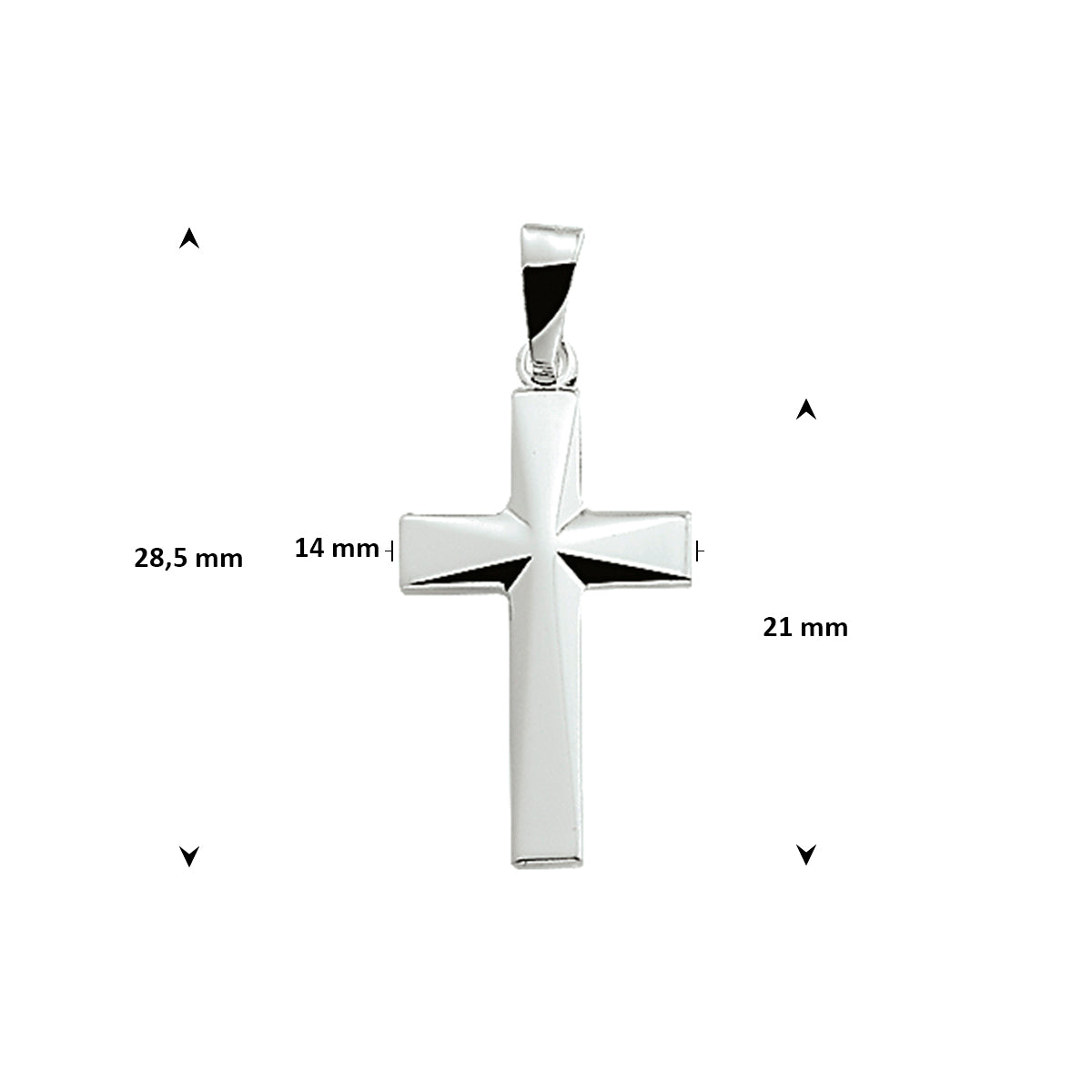 hanger kruis 21 mm zilver wit