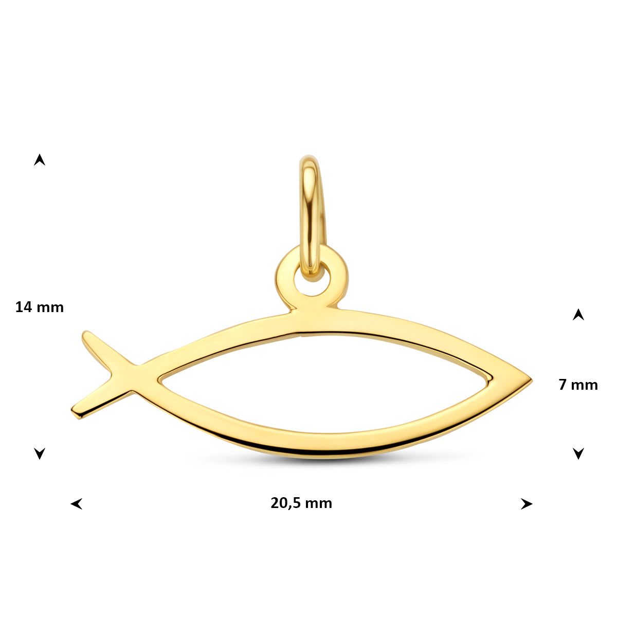 Ichthus-Anhänger 10 mm 14K Gelbgold