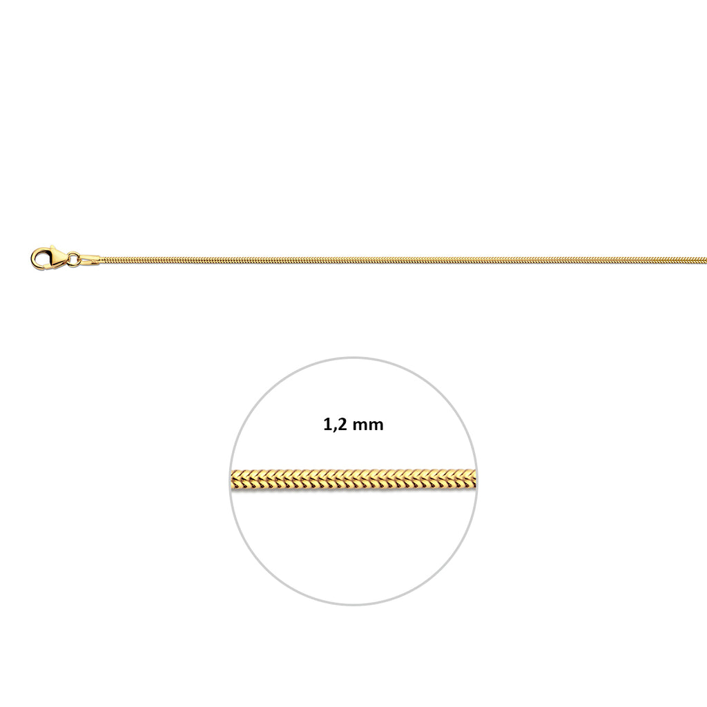slang rond 1,2 mm 14K geelgoud