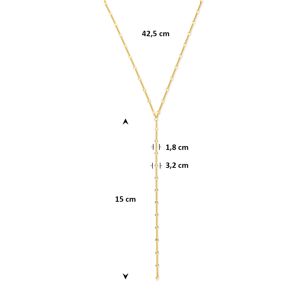 Y-Halskette 42,5 cm 3 Mikron vergoldet (gelb)