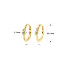 9k klapoorringen zirkonia 12,5 mm 9K geel