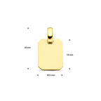 9k graveerhanger 14 mm 9K geel - rechthoek