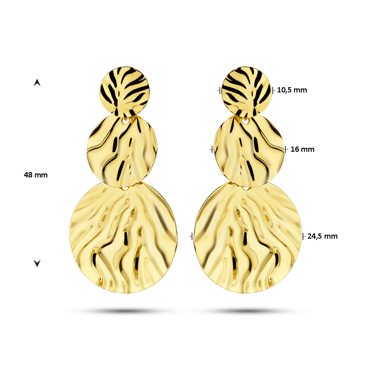 Ohrhänger Relief 1 Mikron Silber vergoldet (gelb)