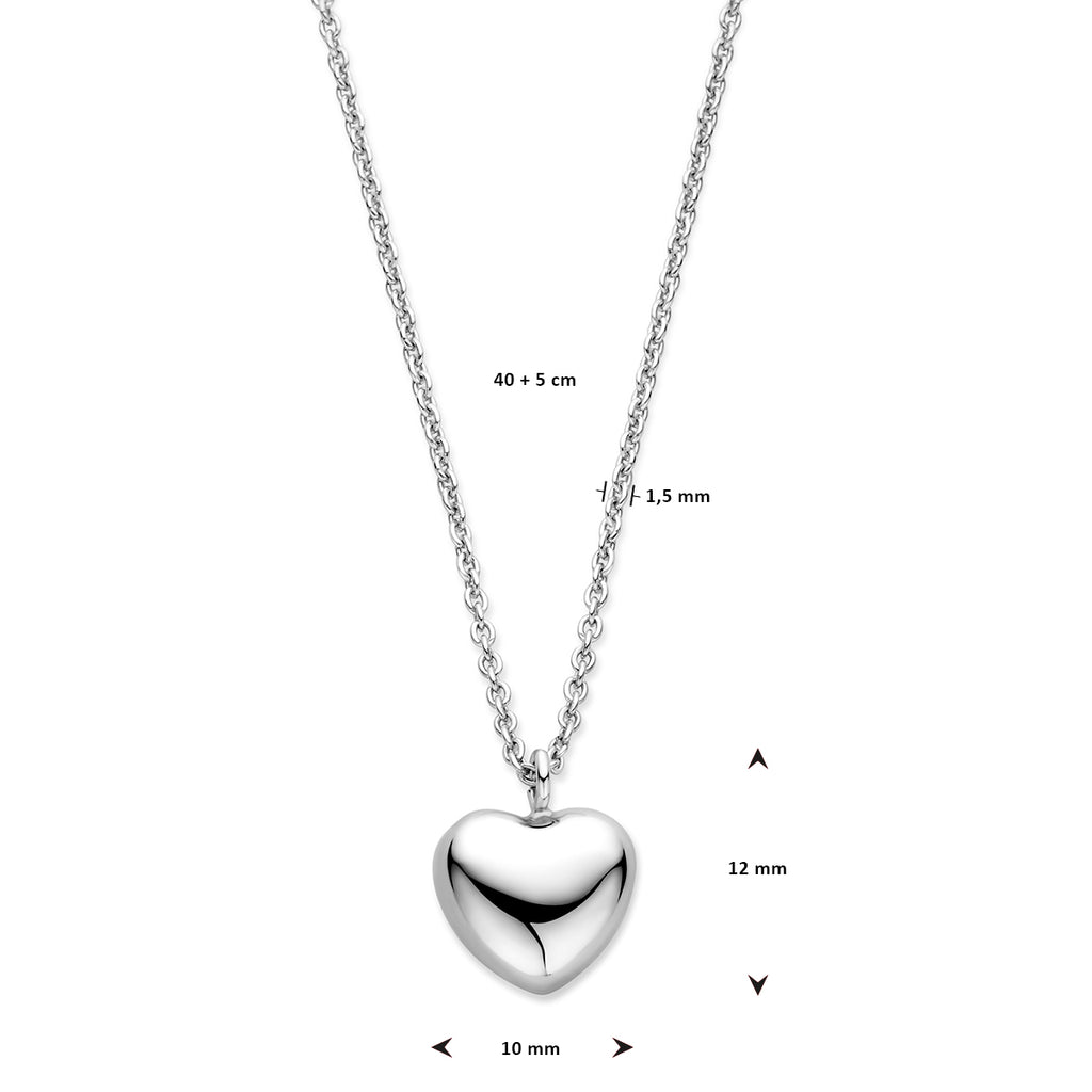 collier hart 1,5 mm 40 + 5 cm zilver gerhodineerd