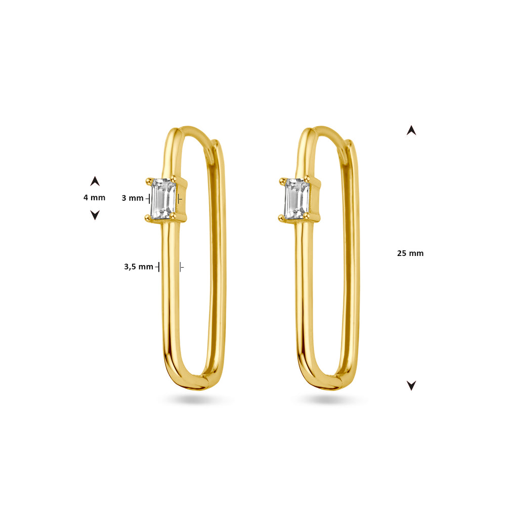 klapoorringen paperclip zirkonia 1 micron zilver verguld (geel)