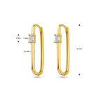 klapoorringen paperclip zirkonia 1 micron zilver verguld (geel)