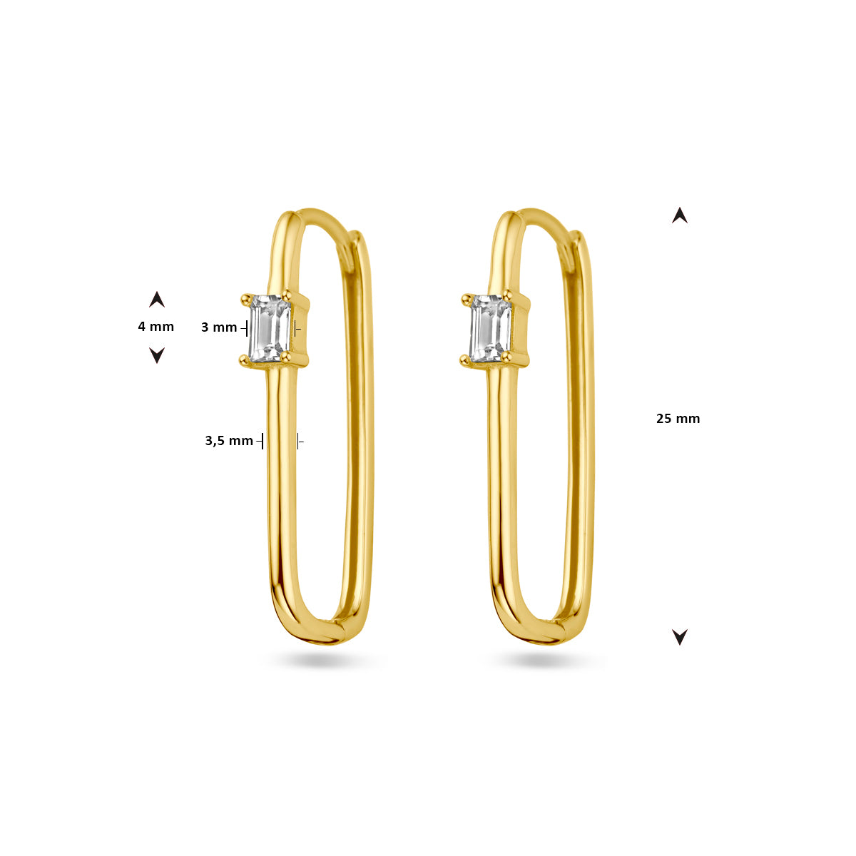 klapoorringen paperclip zirkonia 1 micron zilver verguld (geel)