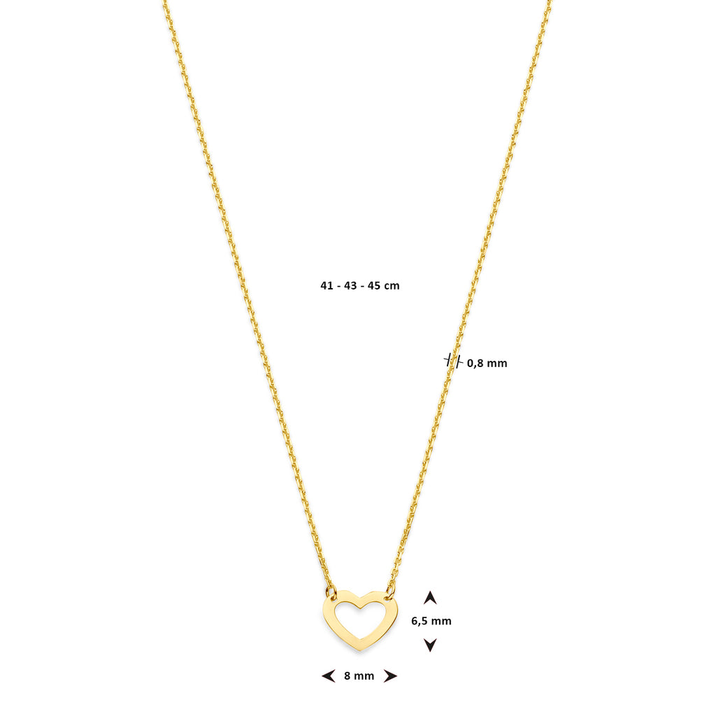 Halskette Herz 41 - 43 - 45 cm 14K Gelbgold