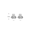 oorknoppen bloem zirkonia poli/mat 7 mm zilver gerhodineerd
