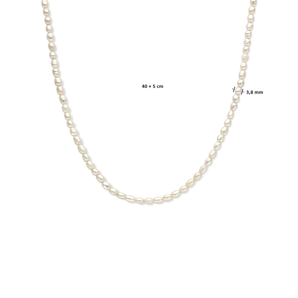Halskette Perle 3,8 mm 40 + 5 cm Silber rhodiniert