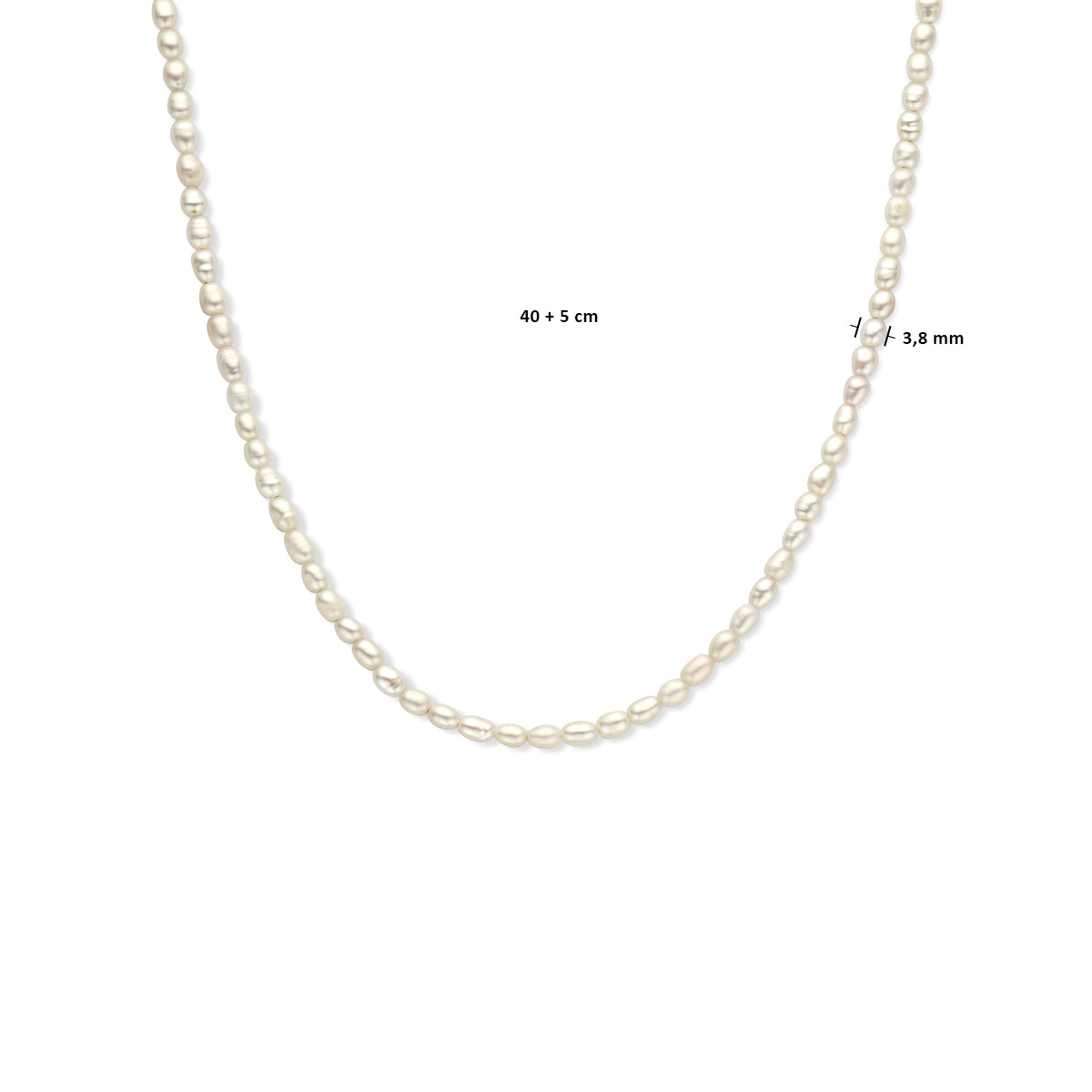 Halskette Perle 3,8 mm 40 + 5 cm Silber rhodiniert