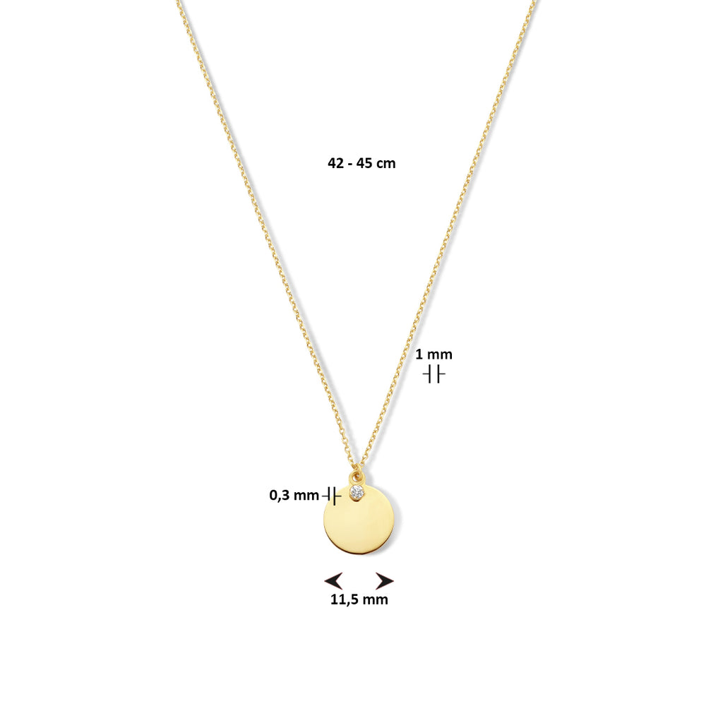 Gravurkette runder Zirkonia 42 - 45 cm 14K Gelbgold