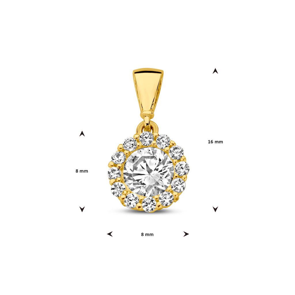 hanger zirkonia halo 14K geelgoud