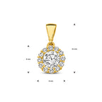 hanger zirkonia halo 14K geelgoud