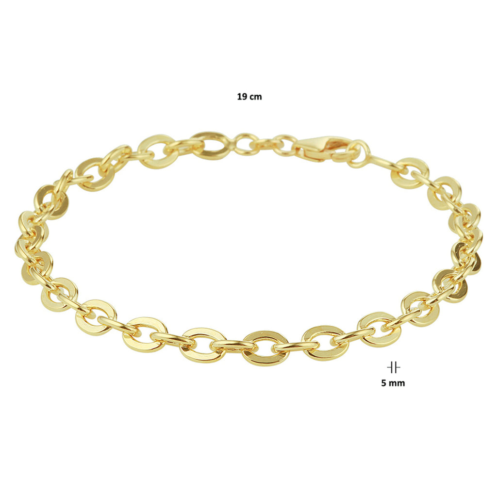 armband anker massief 5,0 mm silgold (geel met zilverkern)