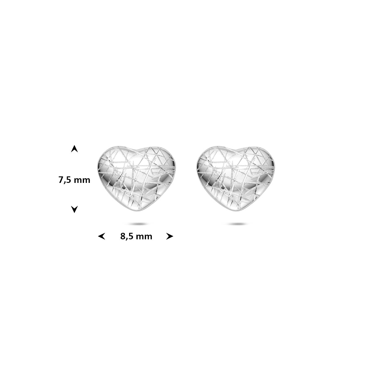 oorknoppen gescratcht 7,5 mm zilver gerhodineerd