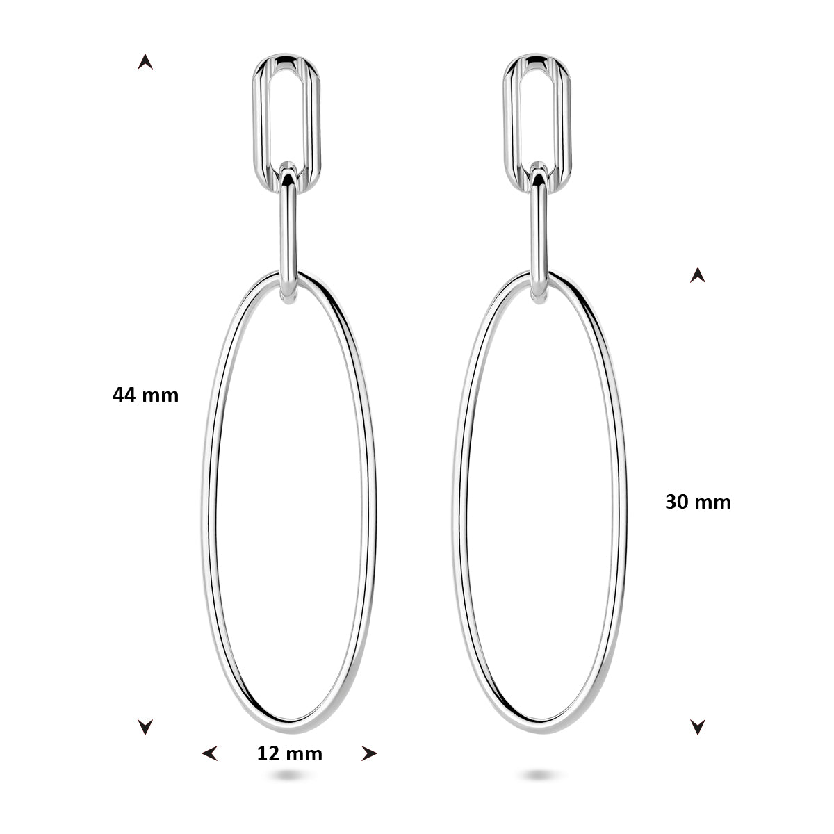 Ohrhänger Glied 44 mm rhodiniertes Silber