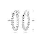 oorringen gedraaide buis 18 mm zilver gerhodineerd