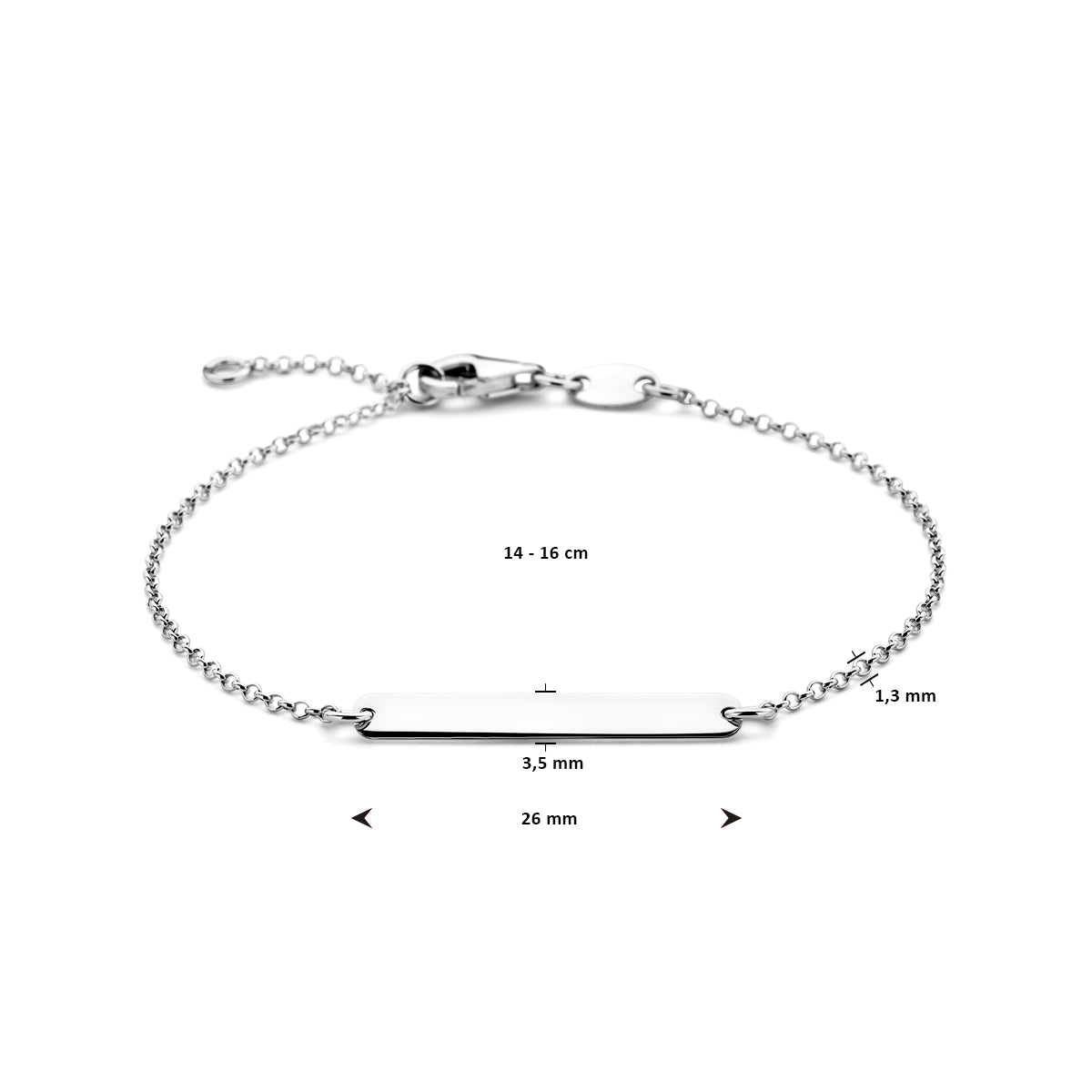 Gravurarmbandplatte 3,5 mm 14 - 16 cm Silber rhodiniert