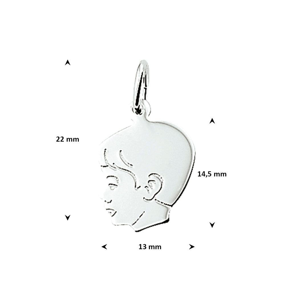 hanger jongen 14,5 mm zilver wit