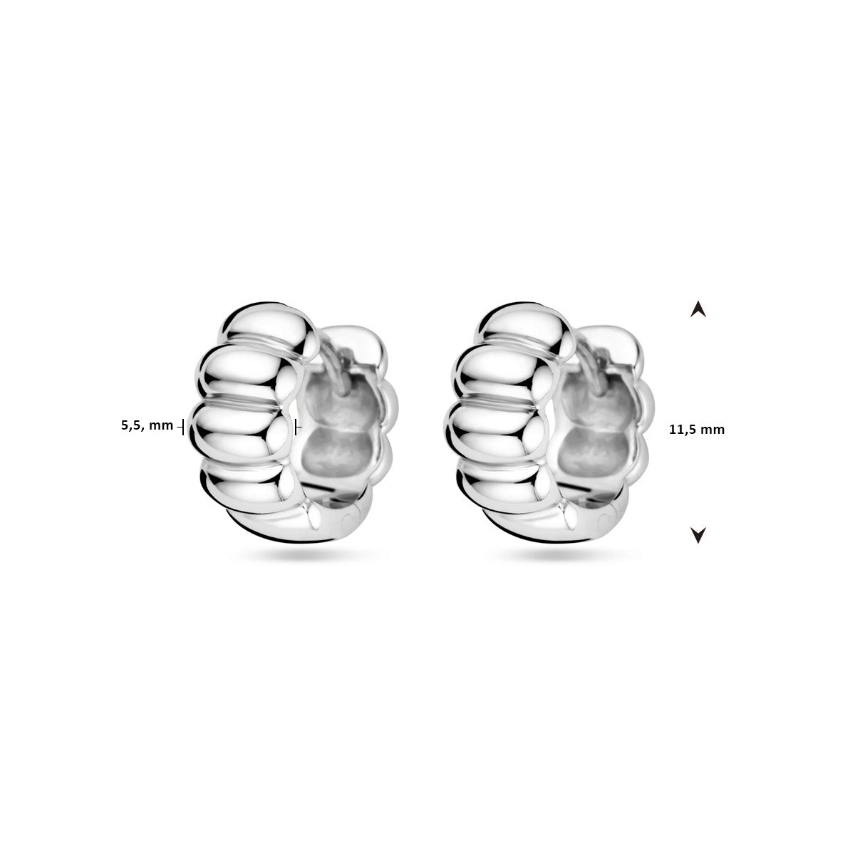 klapoorringen 11,5 mm zilver gerhodineerd