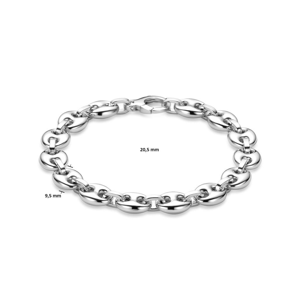 Armband Kaffeebohne 9,5 mm 20,5 cm Silber rhodiniert