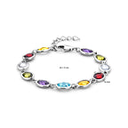 armband gekleurd zirkonia 16 + 3 cm zilver gerhodineerd