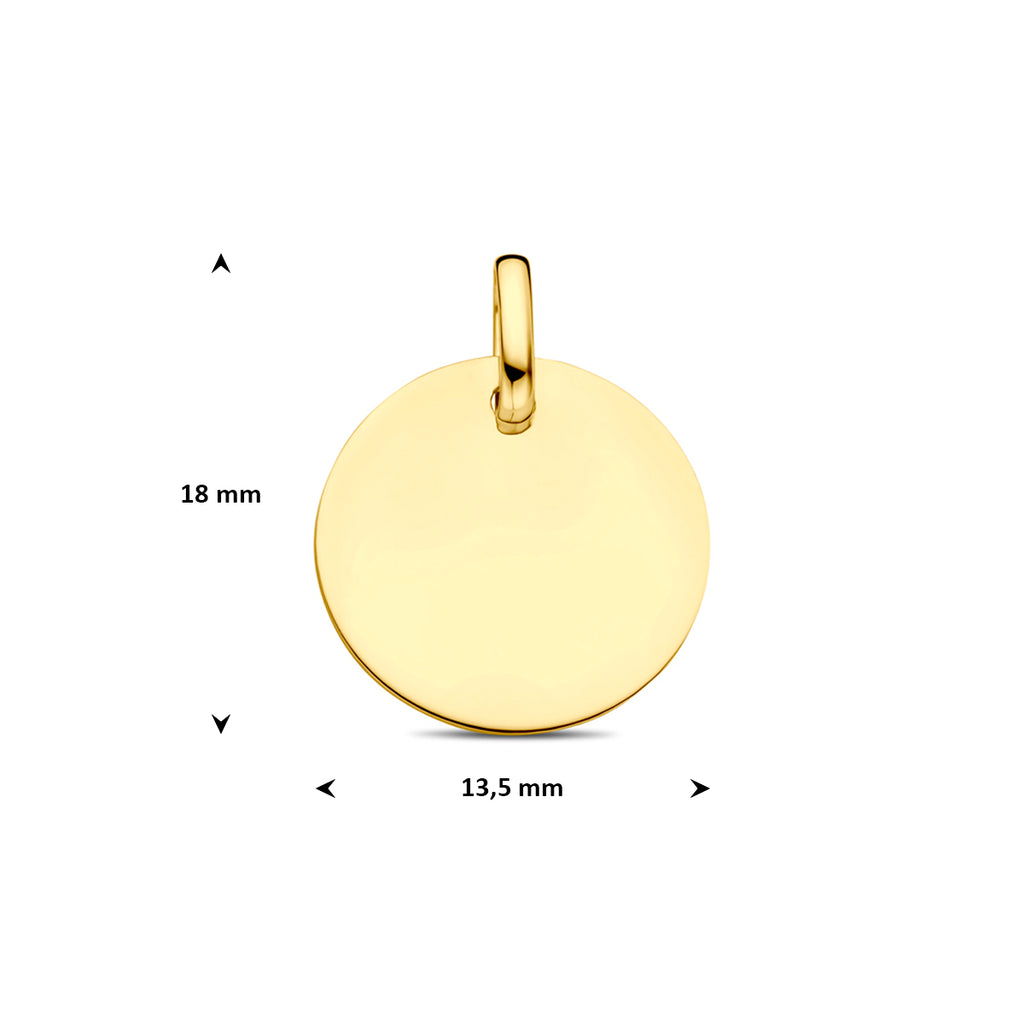 graveerhanger rondje 13,5 mm 14K geelgoud