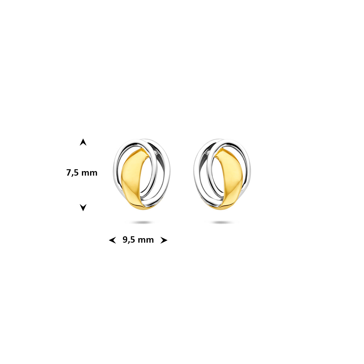 9k oorknoppen gestift 7,5 mm 9K geel