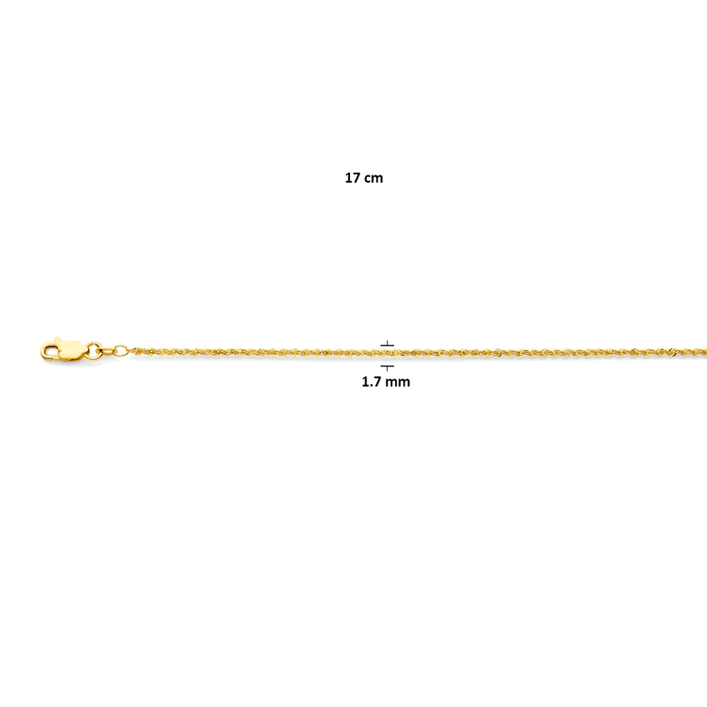 koord 1,7 mm massief 14K geelgoud