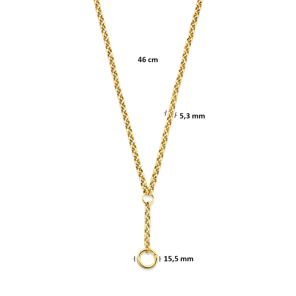 y-collier connector 46 cm 3 micron zilver verguld (geel)