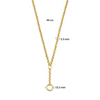 y-collier connector 46 cm 3 micron zilver verguld (geel)