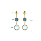 oorhangers blauw topaas en london blue topaas 14K geelgoud