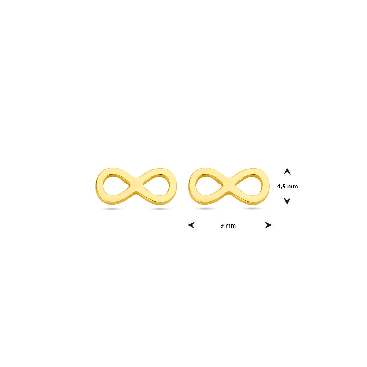 Infinity-Ohrstecker 1 Mikron Silber vergoldet (gelb)
