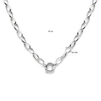 Halskette 8,3 mm 45 cm mit großem Federringverschluss, rhodiniert Silber