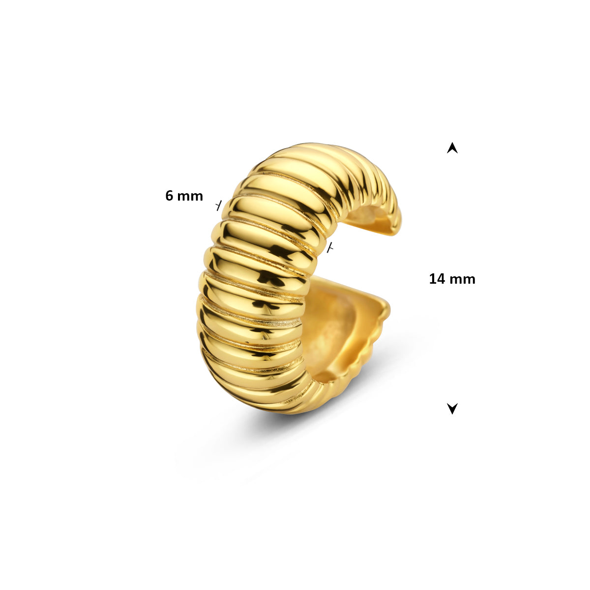 ear cuff 14 mm 1 micron zilver verguld (geel)