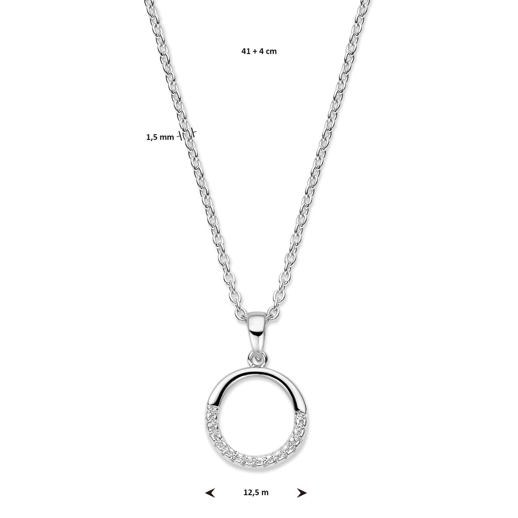 Halskette Zirkonia 41 + 4 cm Silber rhodiniert