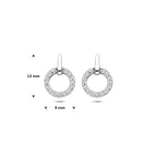 oorknoppen zirkonia 13 mm zilver gerhodineerd